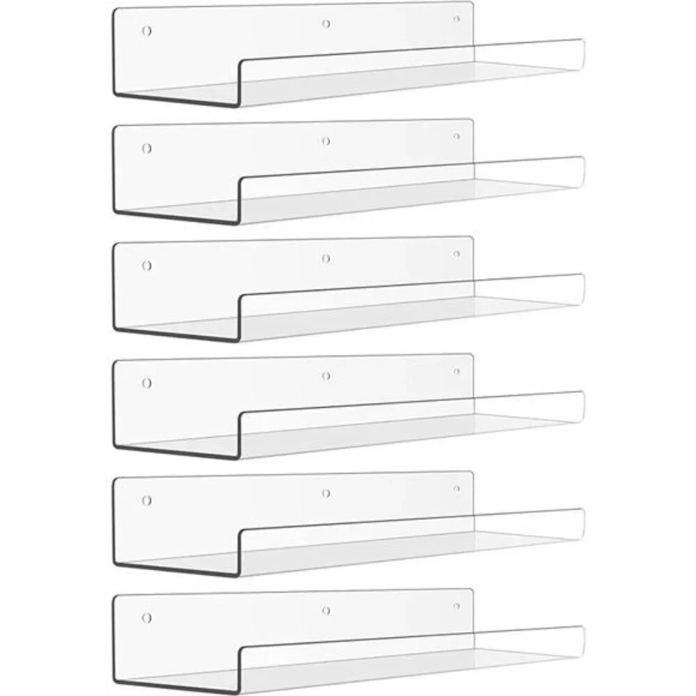 6 Pack Acrylic Shelves for Wall Storage, 15